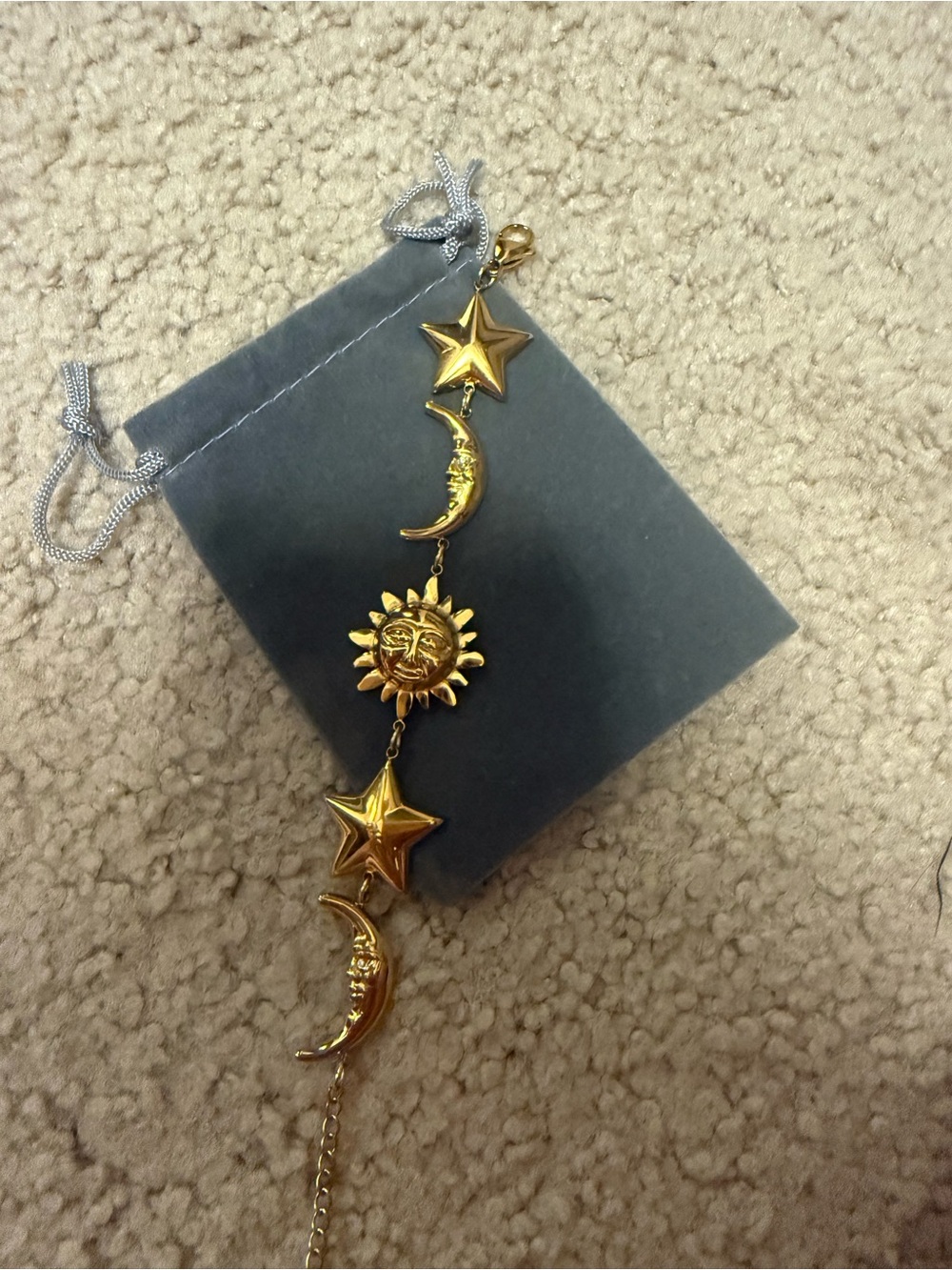 Gold Celestial Sun, Moon & Star Bracelet